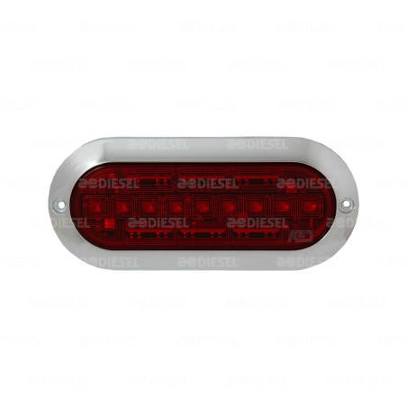 PLAFÓN 12/24V 9 LED OVALADO ROJO CROMADO PLANO ALTA/BAJA/FIJA