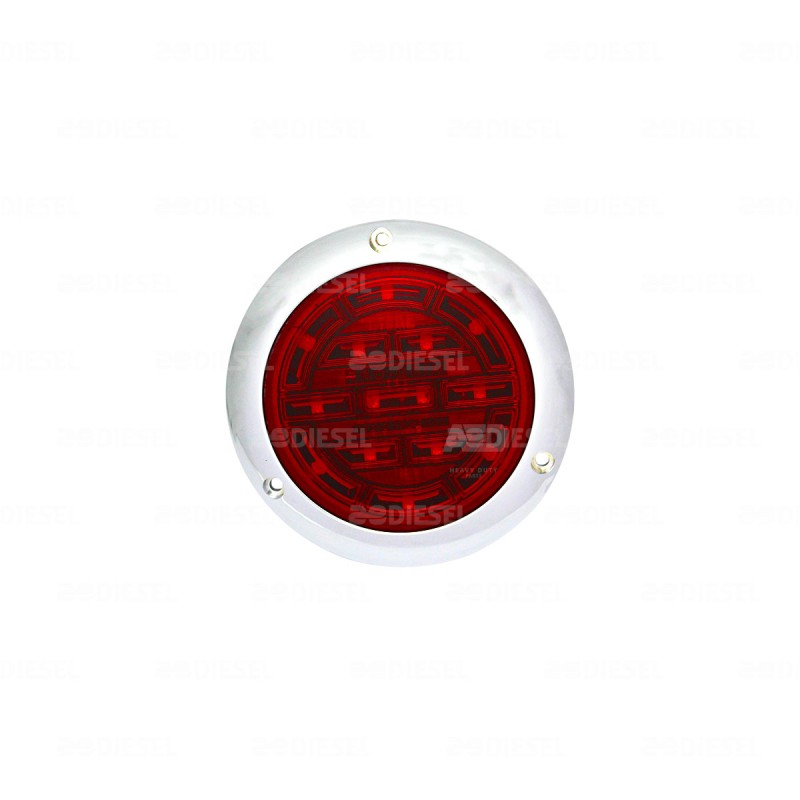PLAFÓN 12/24V 14 LED 4" ROJO CROMADO PLANO ESTROBO