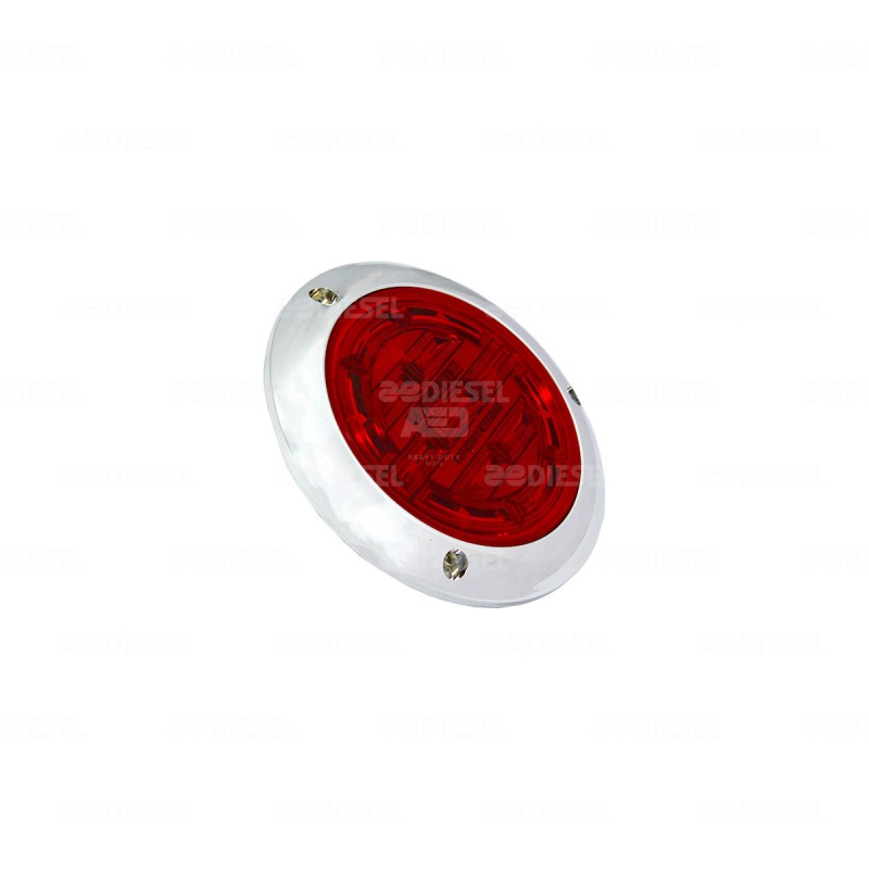 PLAFÓN 12/24V 14 LED 4" ROJO CROMADO PLANO ESTROBO