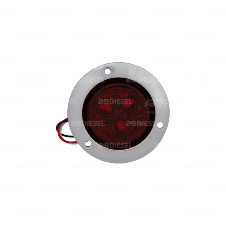 PLAFÓN 12/24V 3 LED 2" ROJO CROMADO ESTROBO