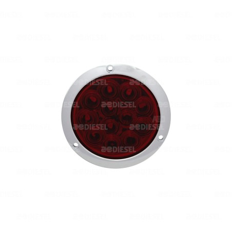 PLAFÓN 12/24V 12 LED 4" ROJO CROMADO ESTROBO