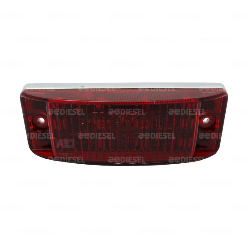 PLAFÓN 12/24V 12 LED LATERAL RECTANGULAR ROJO CROMADO ESTROBO