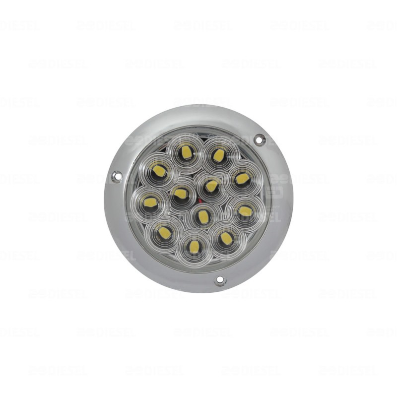 PLAFÓN 12/24V 12 LED 4" BLANCO CROMADO FIJA