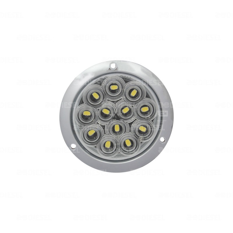 PLAFÓN 12/24V 12 LED 4" BLANCO CROMADO FIJA