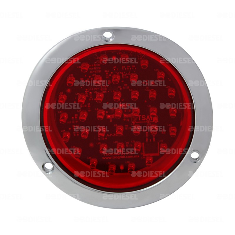 PLAFÓN 12/24V 39 LED 4" ROJO CROMADO ESTROBO