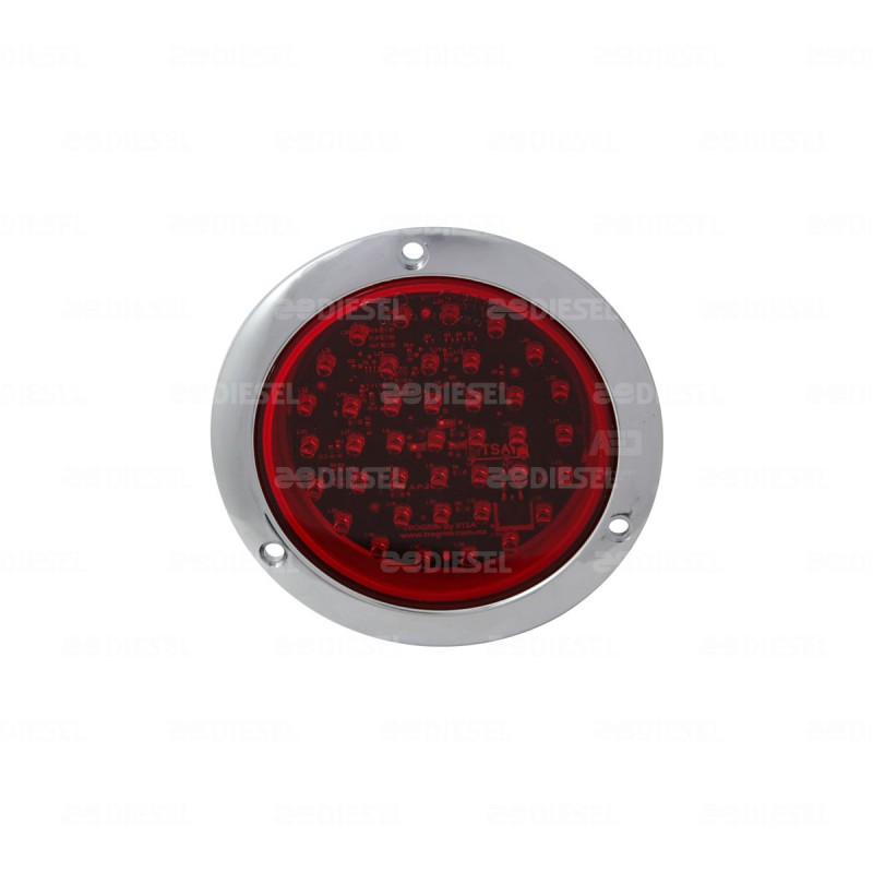 PLAFÓN 12V 39 LED 4" ROJO CROMADO ESTROBO