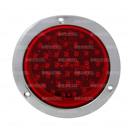 PLAFÓN 12/24V 39 LED 4" ROJO CROMADO ESTROBO