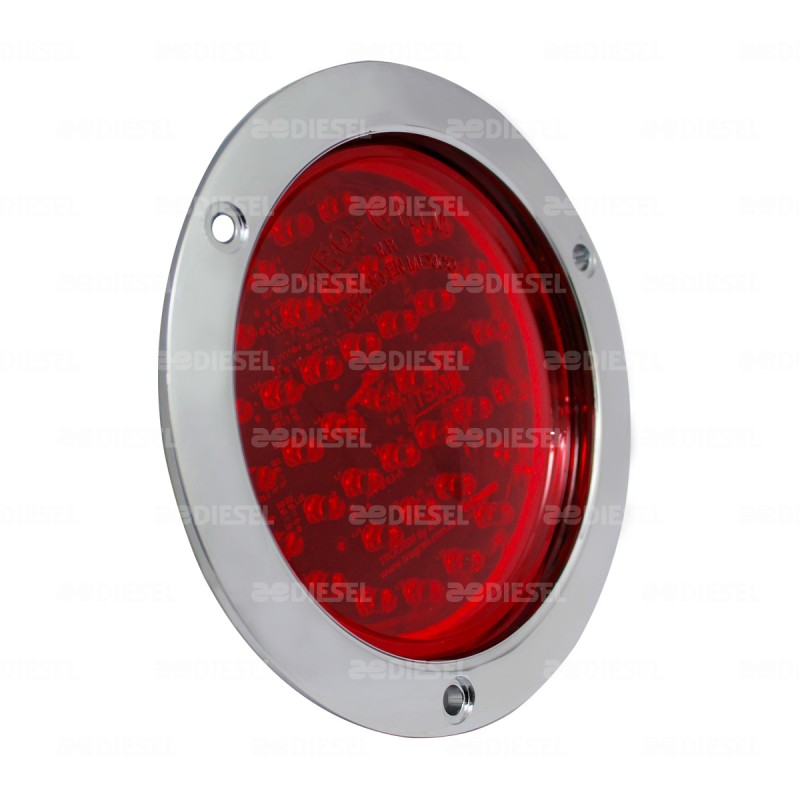 PLAFÓN 12/24V 39 LED 4" ROJO CROMADO ESTROBO