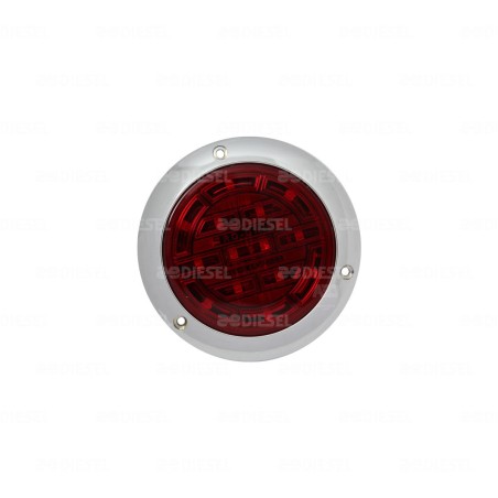 PLAFÓN 12/24V 14 LED 4" ROJO CROMADO PLANO ALTA/BAJA/FIJA