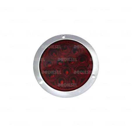 PLAFÓN 12/24V 12 LED 4" ROJO CROMADO ALTA/BAJA