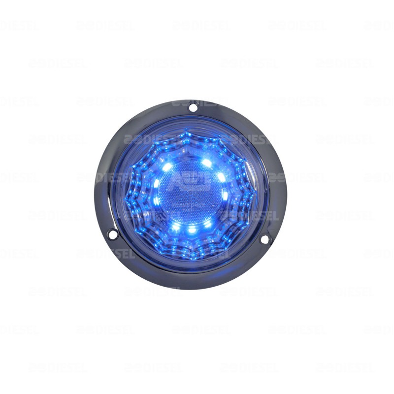 PLAFÓN 12/24V 24 LED 4" AZUL CROMADO MOVIMIENTO/ESTROBO