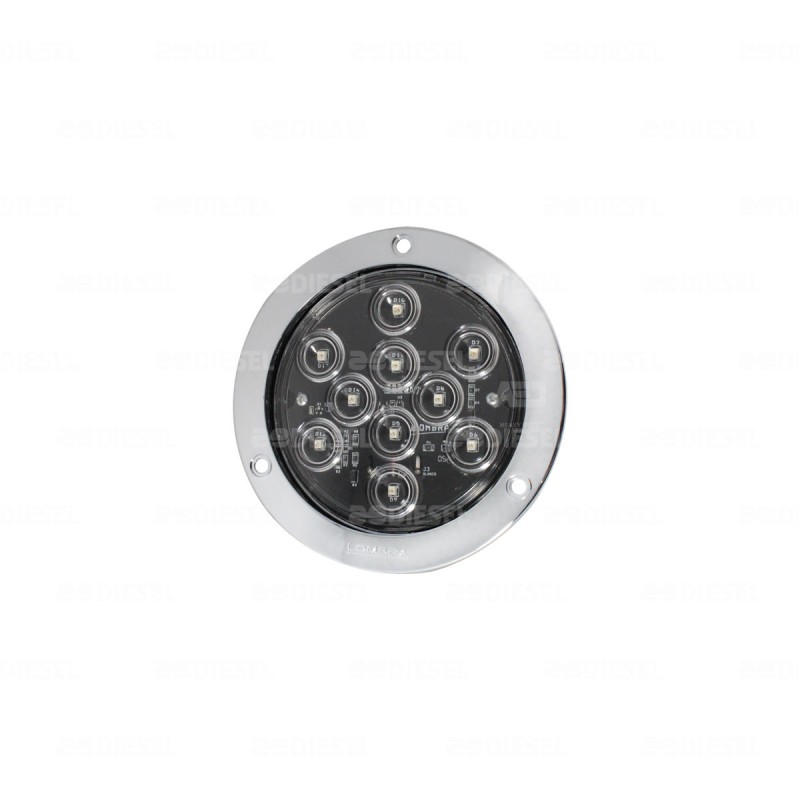 PLAFÓN 12V 10LED ROJO/CRISTAL 4" FIJO