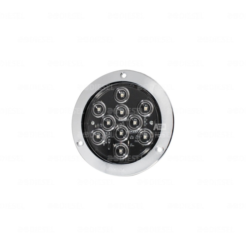 PLAFÓN 12V 10LED ROJO/CRISTAL 4" C/DES