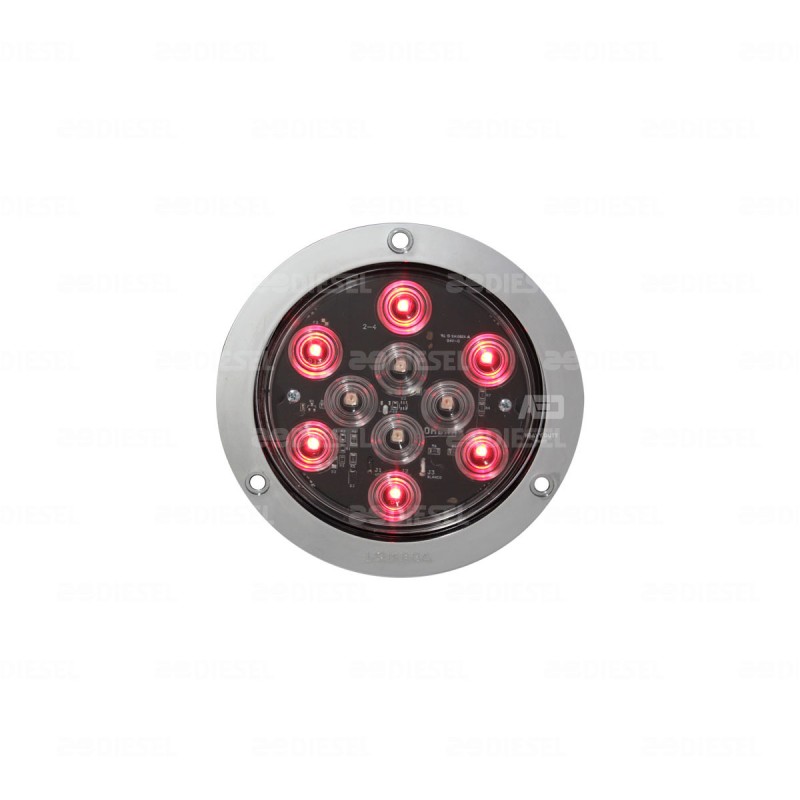 PLAFÓN 12V 10LED ROJO/CRISTAL 4" C/DES