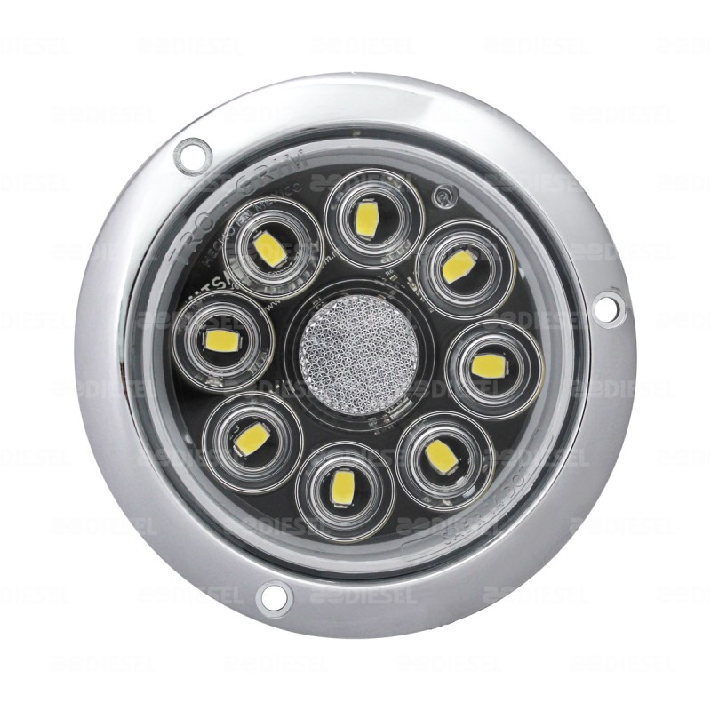 PLAFÓN 12/24V 8 LED 4" BLANCO CROMADO FIJA