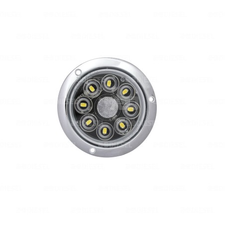 PLAFÓN 12/24V 8 LED 4" BLANCO CROMADO FIJA