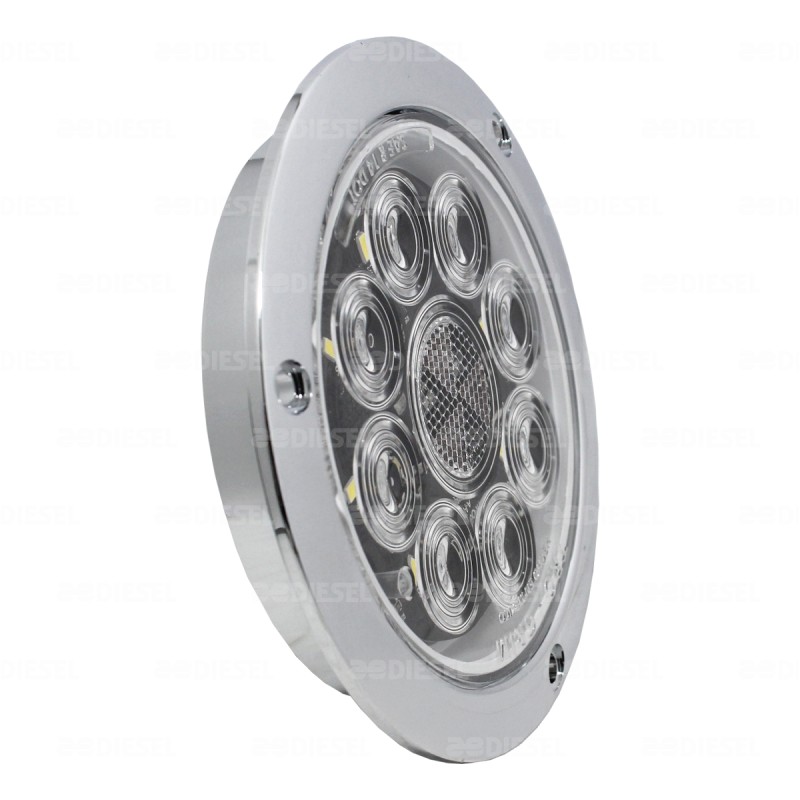 PLAFÓN 12/24V 8 LED 4" BLANCO CROMADO FIJA