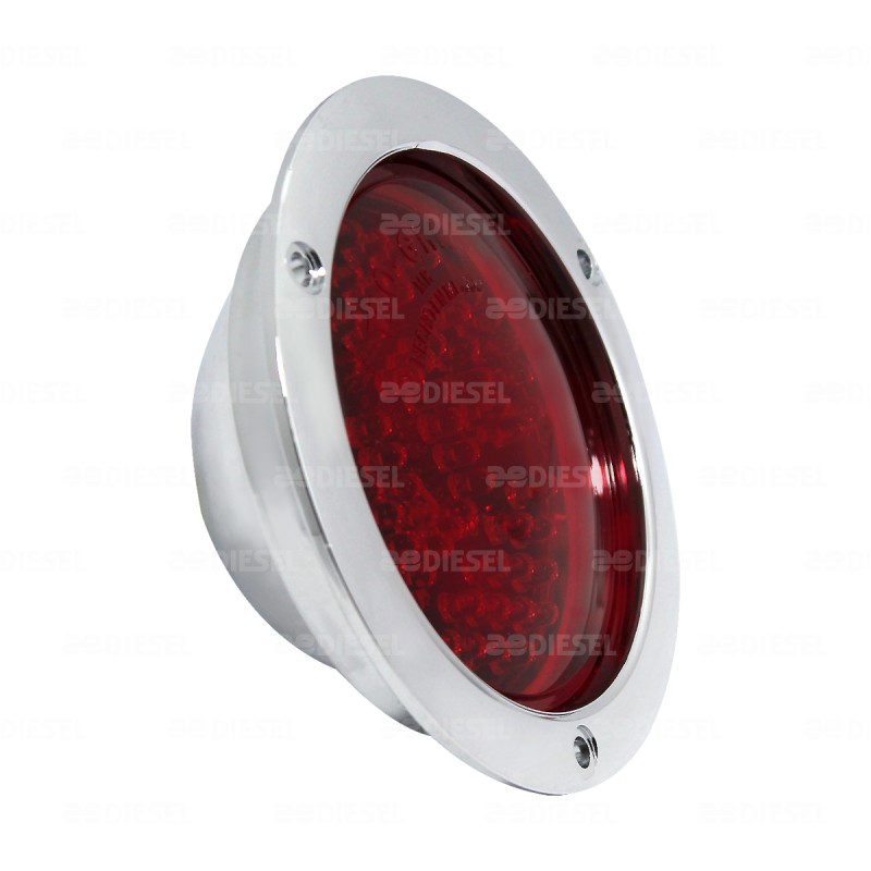 PLAFÓN 12/24V 69 LED 4" ROJO ALTO CROMADO ESTROBO