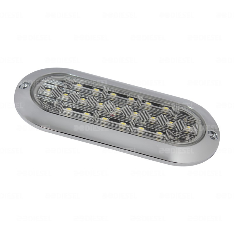PLAFÓN 12/24V 21 LED OVALADO BLANCO CROMADO PLANO ALTA/BAJA/FIJA