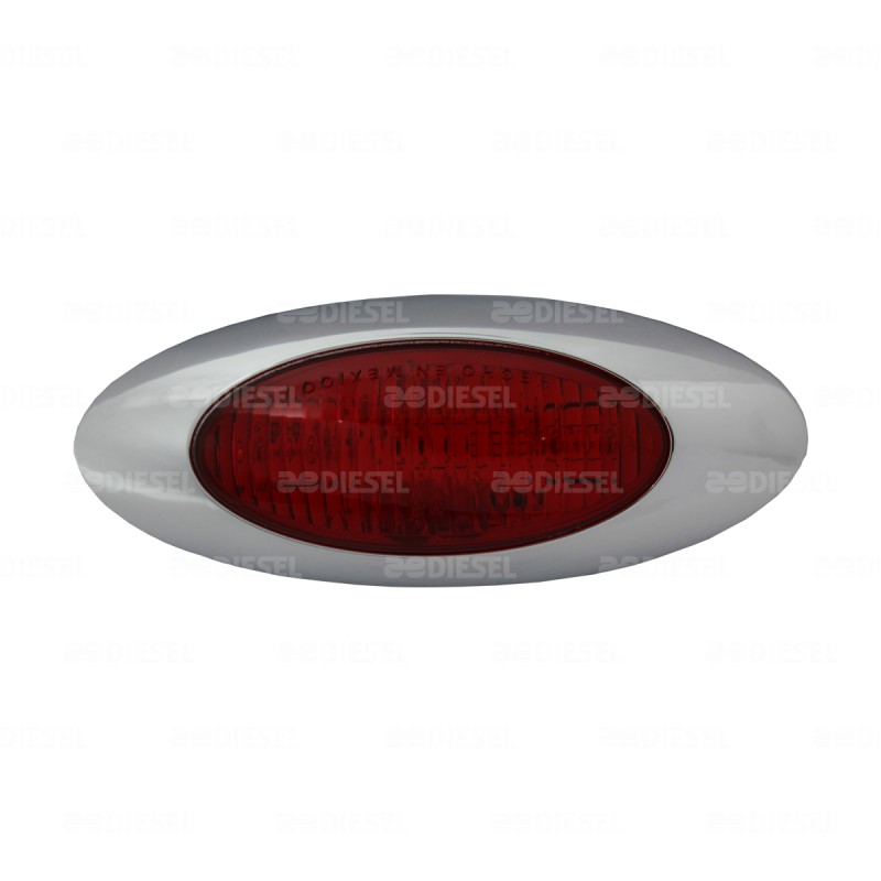 PLAFÓN 12V 10 LED LATERAL ELÍPTICO ROJO CROMADO FIJA