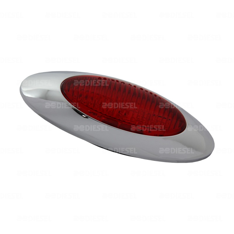 PLAFÓN 12V 10 LED LATERAL ELÍPTICO ROJO CROMADO FIJA