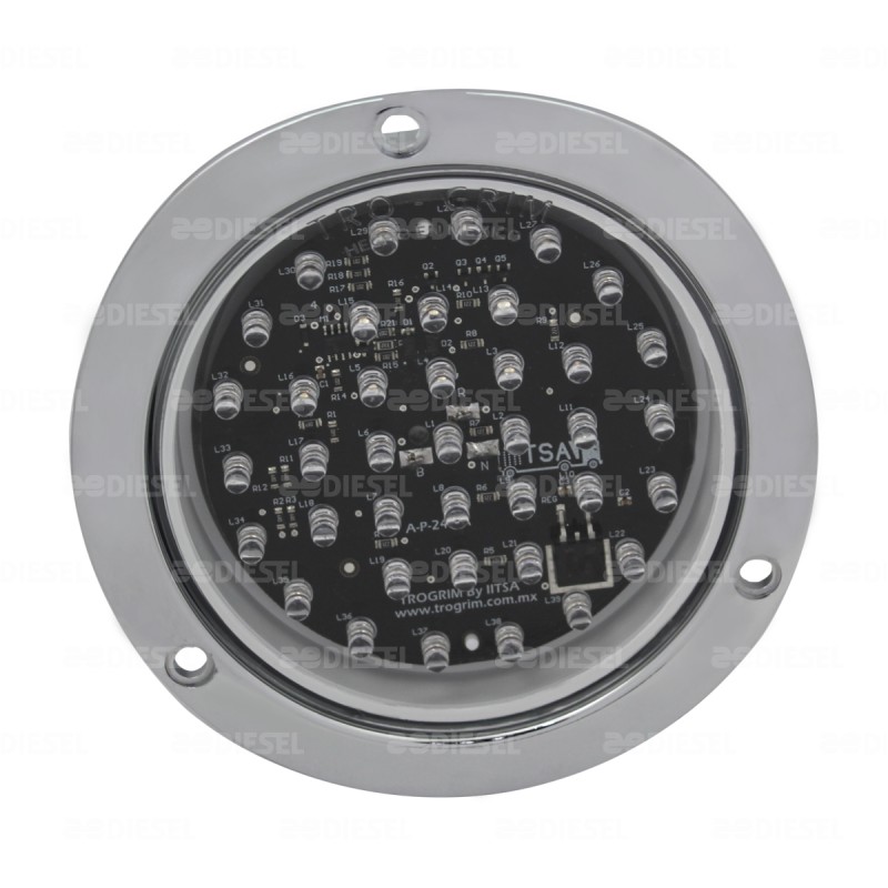 PLAFÓN 12/24V 39 LED 4" CONTORNO AZUL CENTRO ROJO ESTROBO