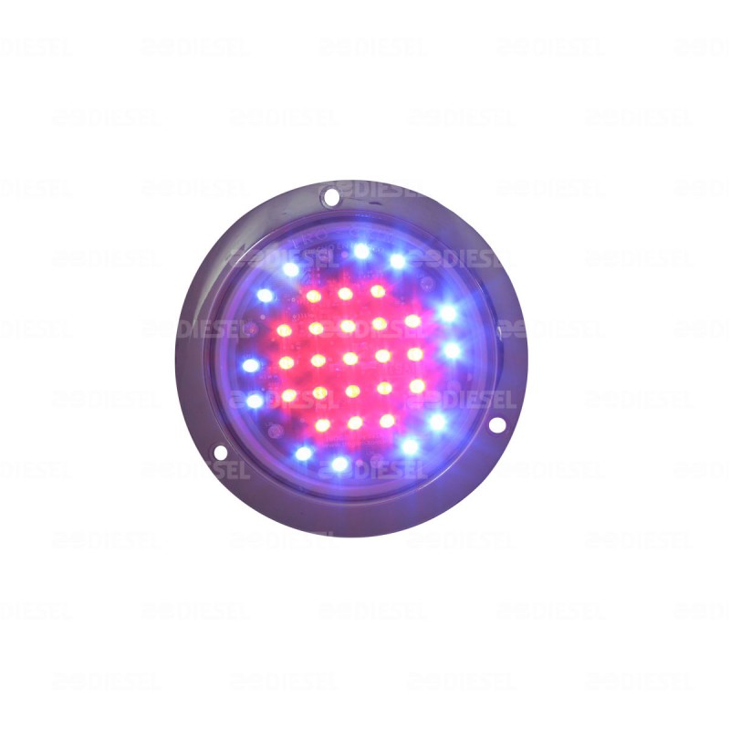 PLAFÓN 12/24V 39 LED 4" CONTORNO AZUL CENTRO ROJO ESTROBO
