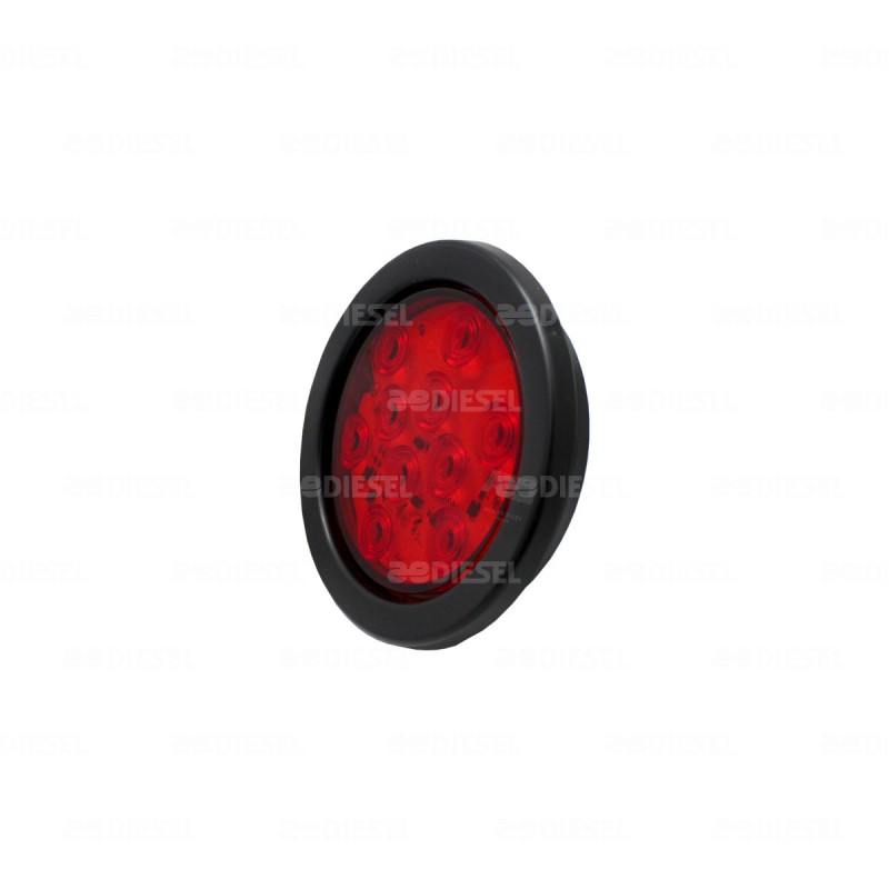 PLAFÓN 12V 10 LED ROJO 4" GOMA DEST C/C