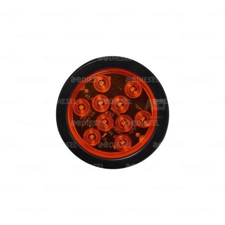 PLAFÓN 12V 10 LED ÁMBAR 4" GOMA C/C