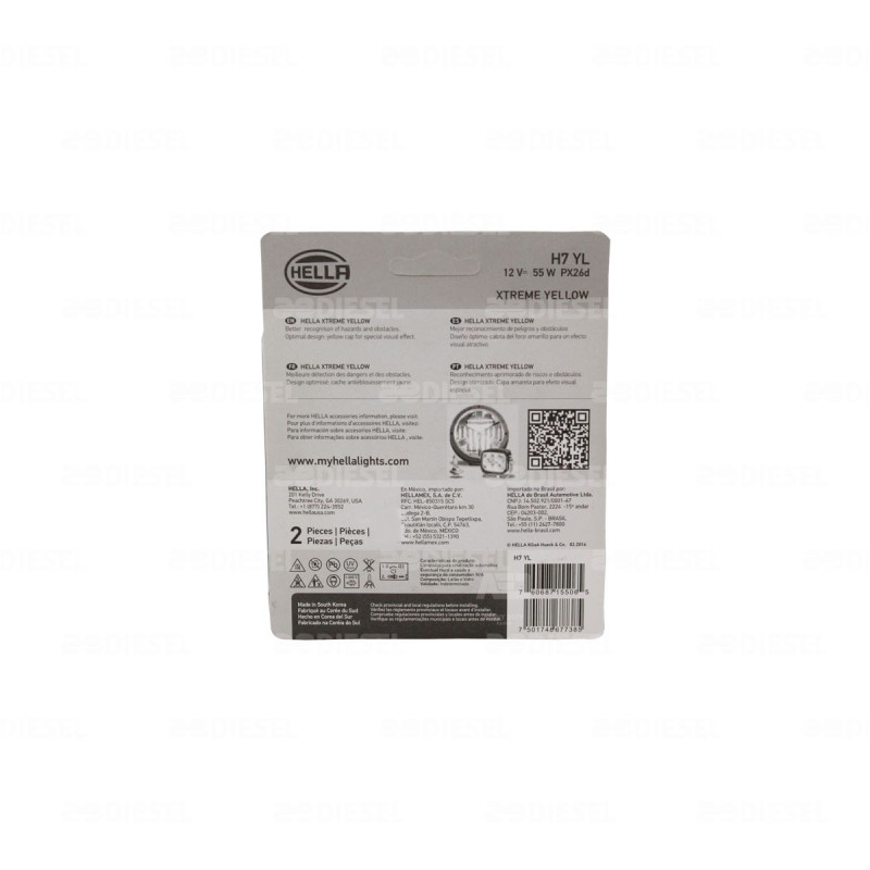 FOCO H7 12V 55W YELLOW LIGHT +50% JUEGO