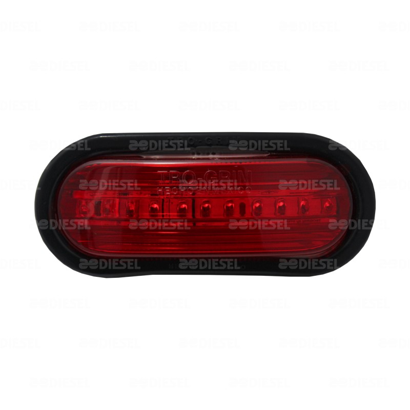 PLAFÓN 12V 11 LED ROJO OVALADO CROMADO STOP