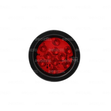 PLAFÓN 12V 10 LED ROJO 4" GOMA FIJO