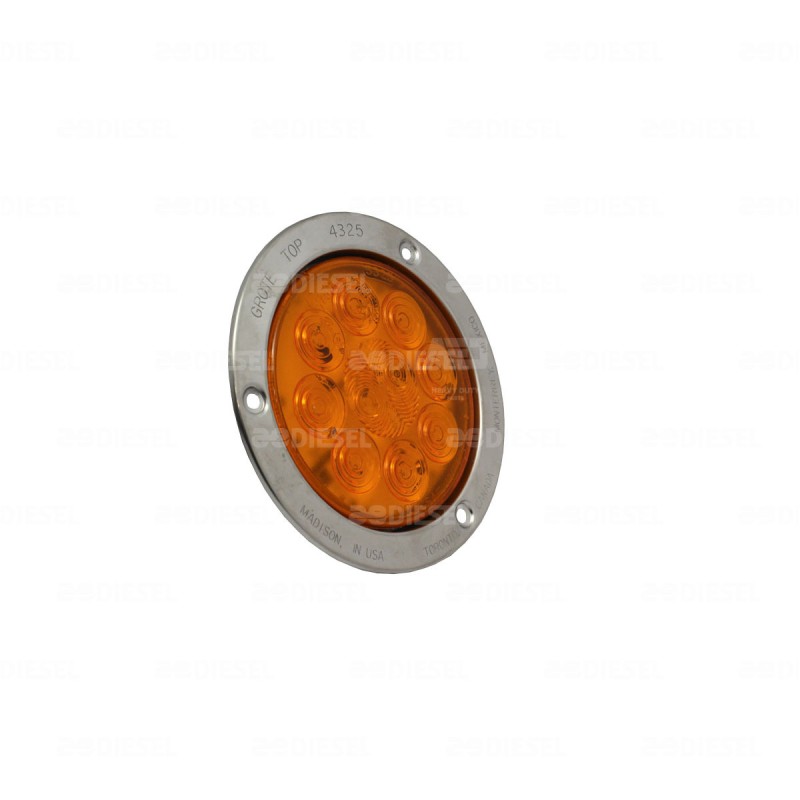 PLAFÓN 12V 10 LED ÁMBAR 4" CROMADO