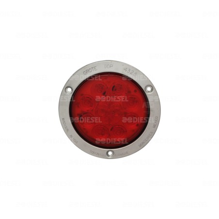 PLAFÓN 12V 10 LED ROJO 4" CROMADO