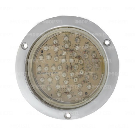 PLAFÓN 12/24V 43 LED 4" ÁMBAR/ROJO CROMADO ESTROBO