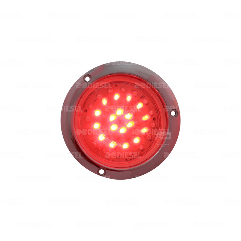PLAFÓN 12/24V 43 LED 4" ÁMBAR/ROJO CROMADO ESTROBO