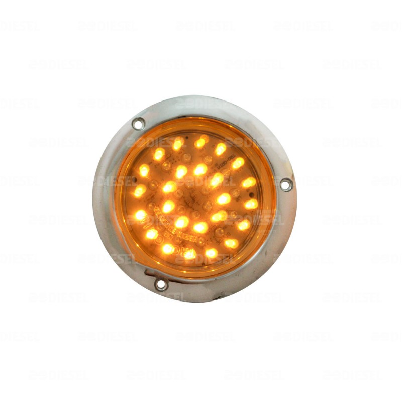 PLAFÓN 12/24V 12 LED 4" ÁMBAR CROMADO ESTROBO