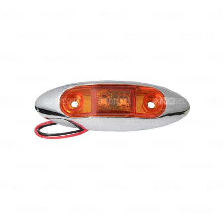 PLAFÓN 12/24V 2 LED LATERAL ÁMBAR CROMADO FIJA