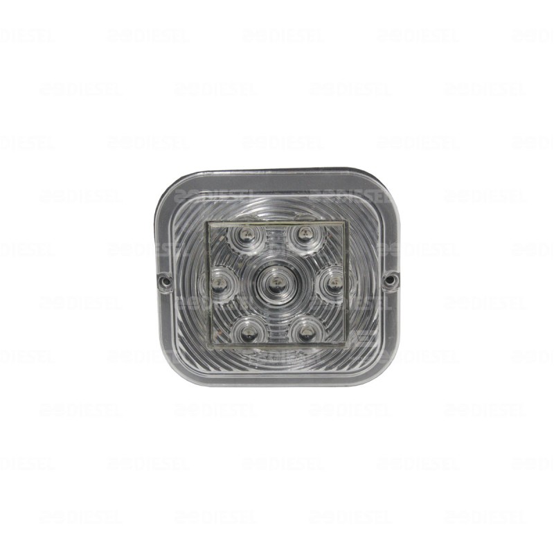 PLAFON 12V 7 LED ROJO/CRISTAL CUADRADO