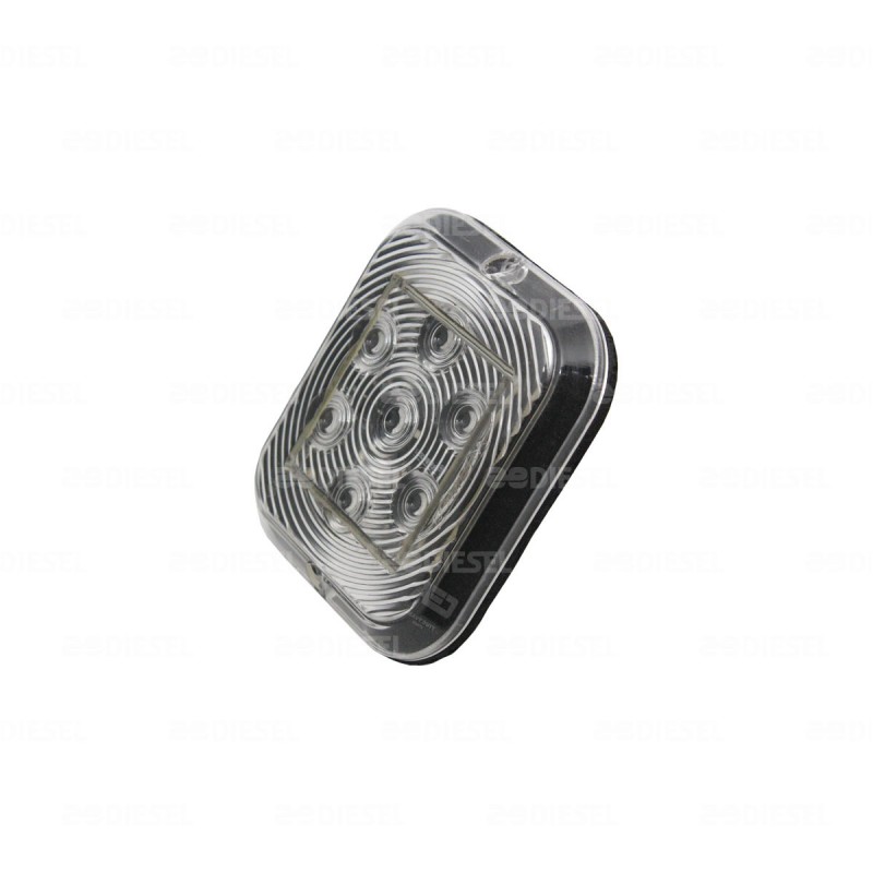 PLAFON 12V 7 LED ROJO/CRISTAL CUADRADO