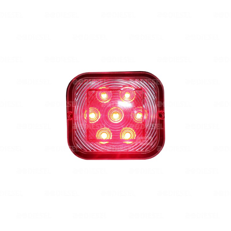 PLAFON 12V 7 LED ROJO/CRISTAL CUADRADO