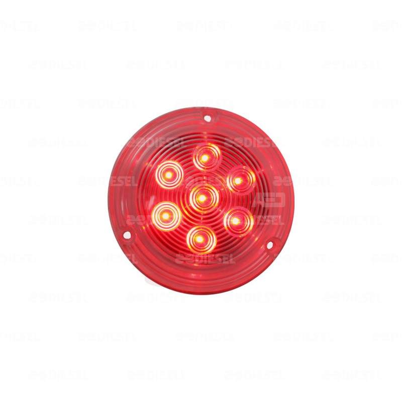 PLAFÓN 12V 7LED ROJO/CRISTAL 4" SELLADO