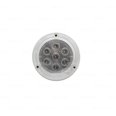PLAFÓN 12V 4" 7 LED ÁMBAR/CRISTAL SELLADO