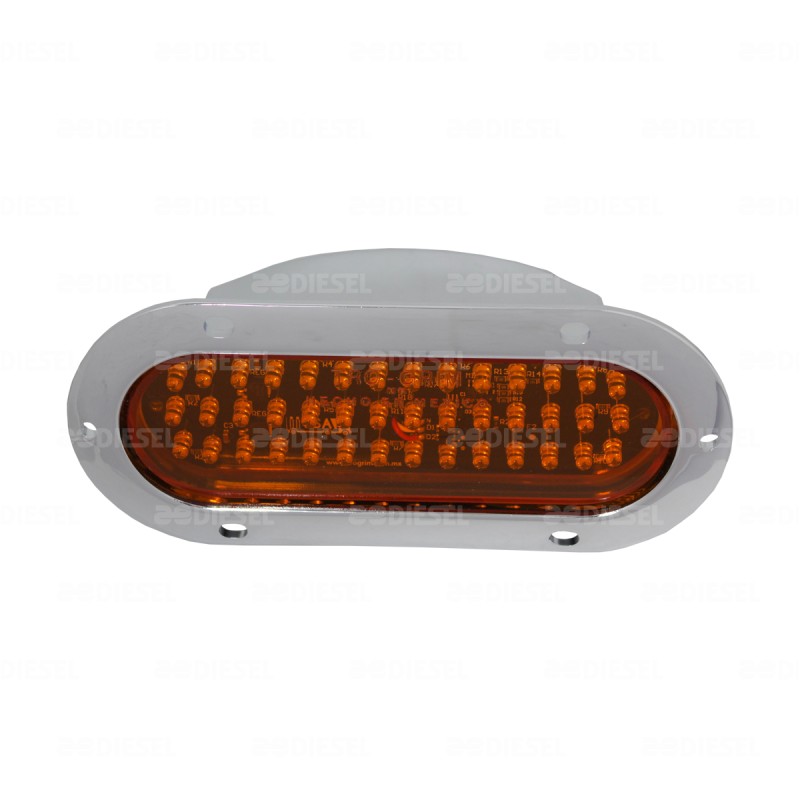 PLAFÓN 12/24V 42 LED OVALADO ÁMBAR CROMADO ESTROBO