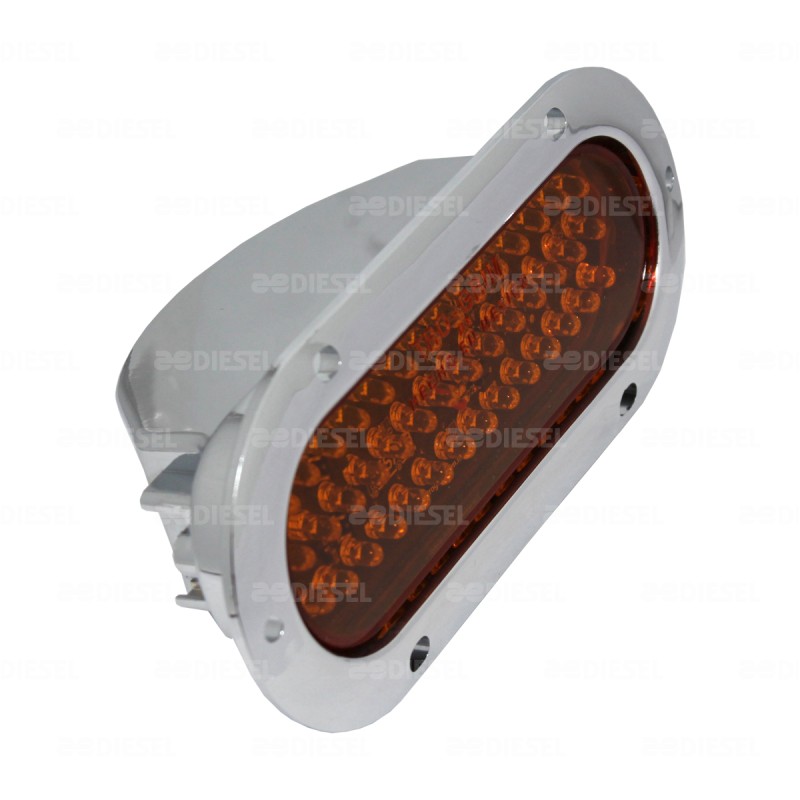 PLAFÓN 12/24V 42 LED OVALADO ÁMBAR CROMADO ESTROBO