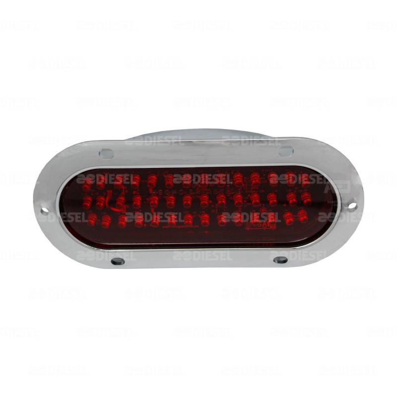 PLAFÓN 12/24V 42 LED OVALADO ROJO CROMADO ESTROBO