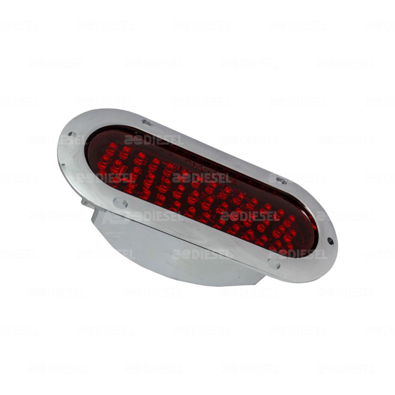 PLAFÓN 12/24V 42 LED OVALADO ROJO CROMADO ESTROBO