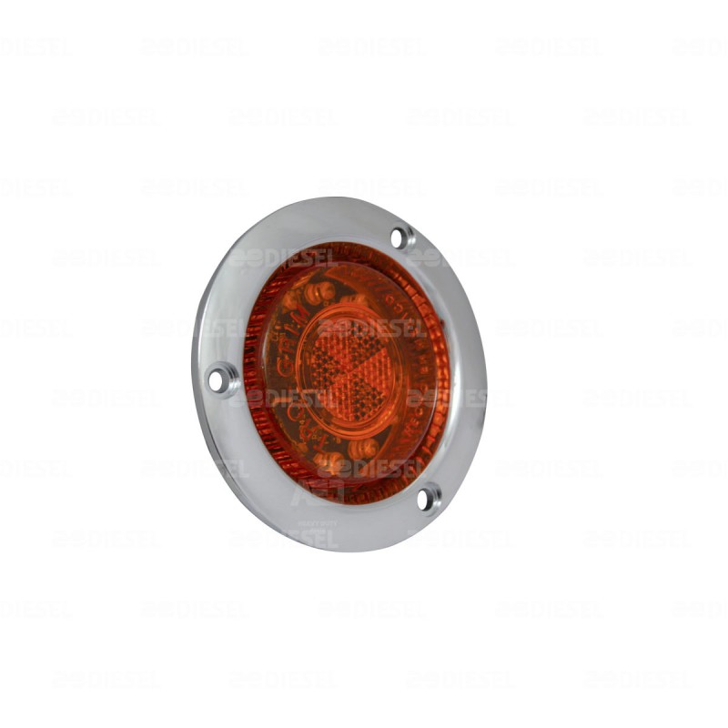 PLAFÓN 12/24V 12 LED 2 1/2" ÁMBAR CROMADO ESTROBO GIRATORIO