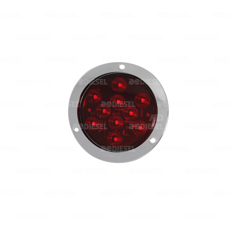 PLAFÓN 12V 10 LEDS ROJO 4" CROMADO FIJO C/CON