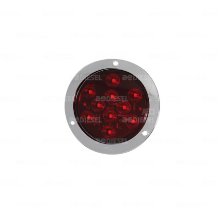 PLAFÓN 12V 10 LEDS ROJO 4" CROMADO FIJO C/CON